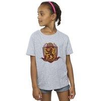 Harry Potter Girl's Gryffindor Chest Badge Cotton T-Shirt in Grey | Size: 5-6 Years