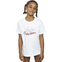 Harry Potter Girl's Hogwarts Castle Spray Cotton T-Shirt in White | Size: 7-8 Years