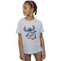 Disney Girl's Lilo & Stitch Bermuda Shorts Cotton T-Shirt in Grey | Size: 5-6 Years