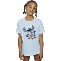 Disney Girl's Lilo & Stitch Bermuda Shorts Cotton T-Shirt in Baby Blue | Size: 3-4 Years