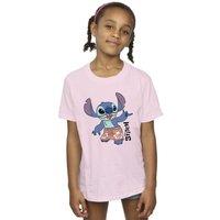 Disney Girl's Lilo & Stitch Bermuda Shorts Cotton T-Shirt in Baby Pink | Size: 3-4 Years