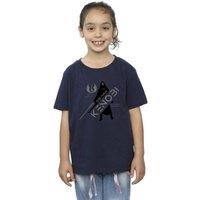Star Wars Girl's Obi-Wan Kenobi Jedi Knight Cotton T-Shirt in Navy | Size: 3-4 Years
