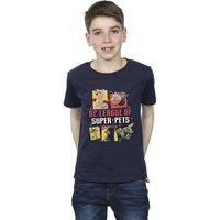 DC Comics Boy's DC League Of Super-Pets Profile T-Shirt in Navy | Size: 7-8 Years