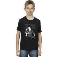 Elvis Presley Boy's Logo Portrait T-Shirt in Black | Size: 12-13 Years