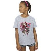 DC Comics Girl's Harley Quinn Hyenas Cotton T-Shirt in Grey | Size: 3-4 Years