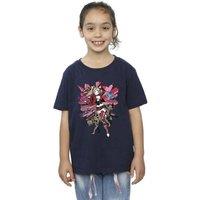 DC Comics Girl's Harley Quinn Hyenas Cotton T-Shirt in Navy | Size: 3-4 Years