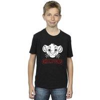 Disney Boy's The Lion King Simba Face Champion T-Shirt in Black | Size: 3-4 Years