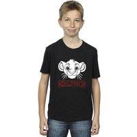 Disney Boy's The Lion King Simba Face Champion T-Shirt in Black | Size: 9 Years