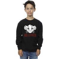 Disney Boy's The Lion King Simba Face Champion Sweatshirt in Black | Size: 9 Years
