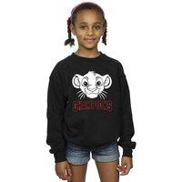 Disney Girl's The Lion King Simba Face Champion Sweatshirt in Black | Size: 5-6 Years