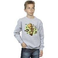 Marvel Boy's Guardians Of The Galaxy Groot Musical Notes Sweatshirt in Grey | Size: 3-4 Years