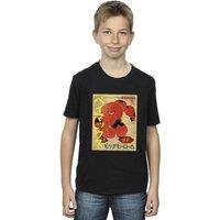 Disney Boy's Big Hero 6 Baymax Baymax Newspaper T-Shirt in Black | Size: 3-4 Years
