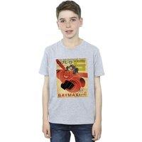 Disney Boy's Big Hero 6 Baymax Flying Baymax Newspaper T-Shirt in Grey | Size: 3-4 Years