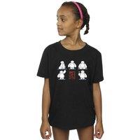 Disney Girl's Big Hero 6 Baymax Many Poses Cotton T-Shirt in Black | Size: 3-4 Years