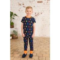 Lighthouse Clothing Animal Print Children Pyjamas Cotton Colourful Stretch in Navy | Size: 4-5 Years
