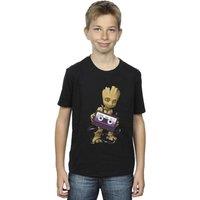 Marvel Boy's Guardians Of The Galaxy Groot Cosmic Tape T-Shirt in Black | Size: 5-6 Years