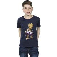 Marvel Boy's Guardians Of The Galaxy Groot Cosmic Tape T-Shirt in Navy | Size: 12-13 Years
