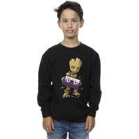 Marvel Boy's Guardians Of The Galaxy Groot Cosmic Tape Sweatshirt in Black | Size: 7-8 Years
