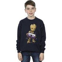 Marvel Boy's Guardians Of The Galaxy Groot Cosmic Tape Sweatshirt in Navy | Size: 5-6 Years