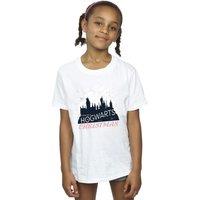 Harry Potter Girl's Hogwarts Christmas Cotton T-Shirt in White | Size: 12-13 Years