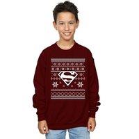 DC Comics Originals Boy's Christmas Knit Superman Sweatshirt in Burgundy | Size: 3-4 Years