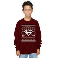 DC Comics Originals Boy's Christmas Knit Superman Sweatshirt in Burgundy | Size: 7-8 Years