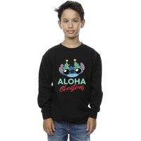 Disney Boy's Lilo & Stitch Christmas Tree Shades Sweatshirt in Black | Size: 3-4 Years