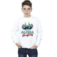 Disney Boy's Lilo & Stitch Christmas Tree Shades Sweatshirt in White | Size: 3-4 Years