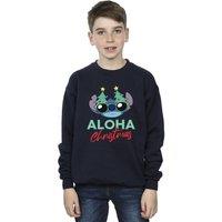 Disney Boy's Lilo & Stitch Christmas Tree Shades Sweatshirt in Navy | Size: 12-13 Years