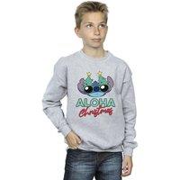 Disney Boy's Lilo & Stitch Christmas Tree Shades Sweatshirt in Grey | Size: 9 Years