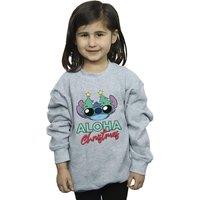 Disney Girl's Lilo & Stitch Christmas Tree Shades Sweatshirt in Grey | Size: 3-4 Years