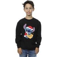 Disney Boy's Lilo & Stitch Christmas Love Biscuit Sweatshirt in Black | Size: 3-4 Years