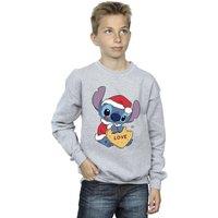 Disney Boy's Lilo & Stitch Christmas Love Biscuit Sweatshirt in Grey | Size: 3-4 Years