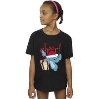 Disney Girl's Lilo & Stitch Cheer Cotton T-Shirt in Black | Size: 3-4 Years
