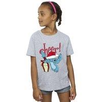 Disney Girl's Lilo & Stitch Cheer Cotton T-Shirt in Grey | Size: 3-4 Years