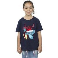 Disney Girl's Lilo & Stitch Cheer Cotton T-Shirt in Navy | Size: 3-4 Years