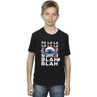 Disney Boy's Lilo & Stitch Christmas Blah Blah Blah T-Shirt in Black | Size: 3-4 Years