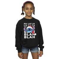 Disney Girl's Lilo & Stitch Christmas Blah Blah Blah Sweatshirt in Black | Size: 9 Years