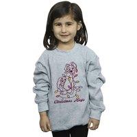 Disney Girl's Lady & The Trump Christmas Hugs Sweatshirt in Grey | Size: 3-4 Years