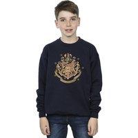 Harry Potter Boy's Gold Hogwart Crest Sweatshirt in Navy | Size: 7-8 Years