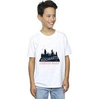 Harry Potter Boy's Hogwarts Christmas T-Shirt in White | Size: 3-4 Years