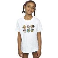 Disney Girl's Mickey Mouse & Friends Faces Cotton T-Shirt in White | Size: 5-6 Years