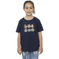 Disney Girl's Mickey Mouse & Friends Faces Cotton T-Shirt in Navy | Size: 3-4 Years