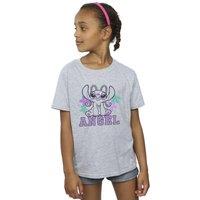 Disney Girl's Lilo & Stitch Angel Cotton T-Shirt in Grey | Size: 3-4 Years