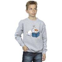 Disney Boy's Frozen Olaf Reading Sweatshirt in Grey | Size: 3-4 Years