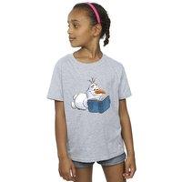 Disney Girl's Frozen Olaf Reading Cotton T-Shirt in Grey | Size: 3-4 Years