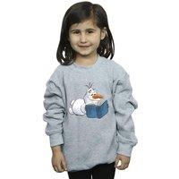 Disney Girl's Frozen Olaf Reading Sweatshirt in Grey | Size: 3-4 Years