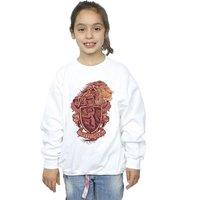 Harry Potter Girl's Gryffindor Sketch Crest Sweatshirt in White | Size: 5-6 Years