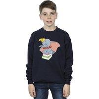 Disney Boy's Dumbo Sitting On Books Sweatshirt in Navy | Size: 7-8 Years