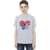 Disney Boy's Lilo & Stitch Hearts T-Shirt in Grey | Size: 3-4 Years